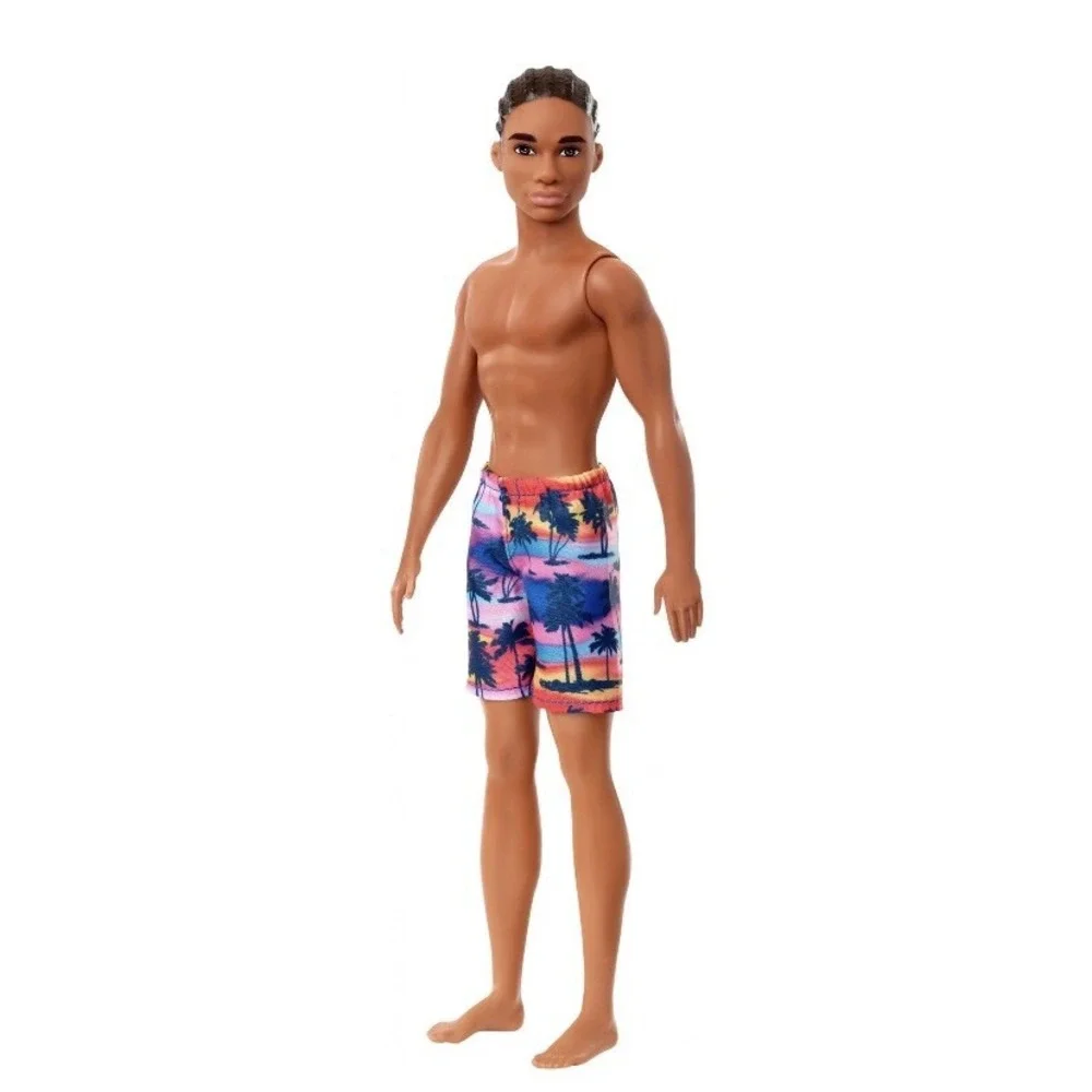 Barbie Ken Beach Doll Wearing Tropical Print Swimsuit New In Package Retro Cool